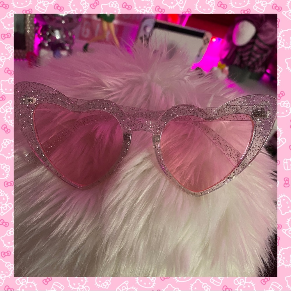 Pink Glitter Heart Sunglasses Gem